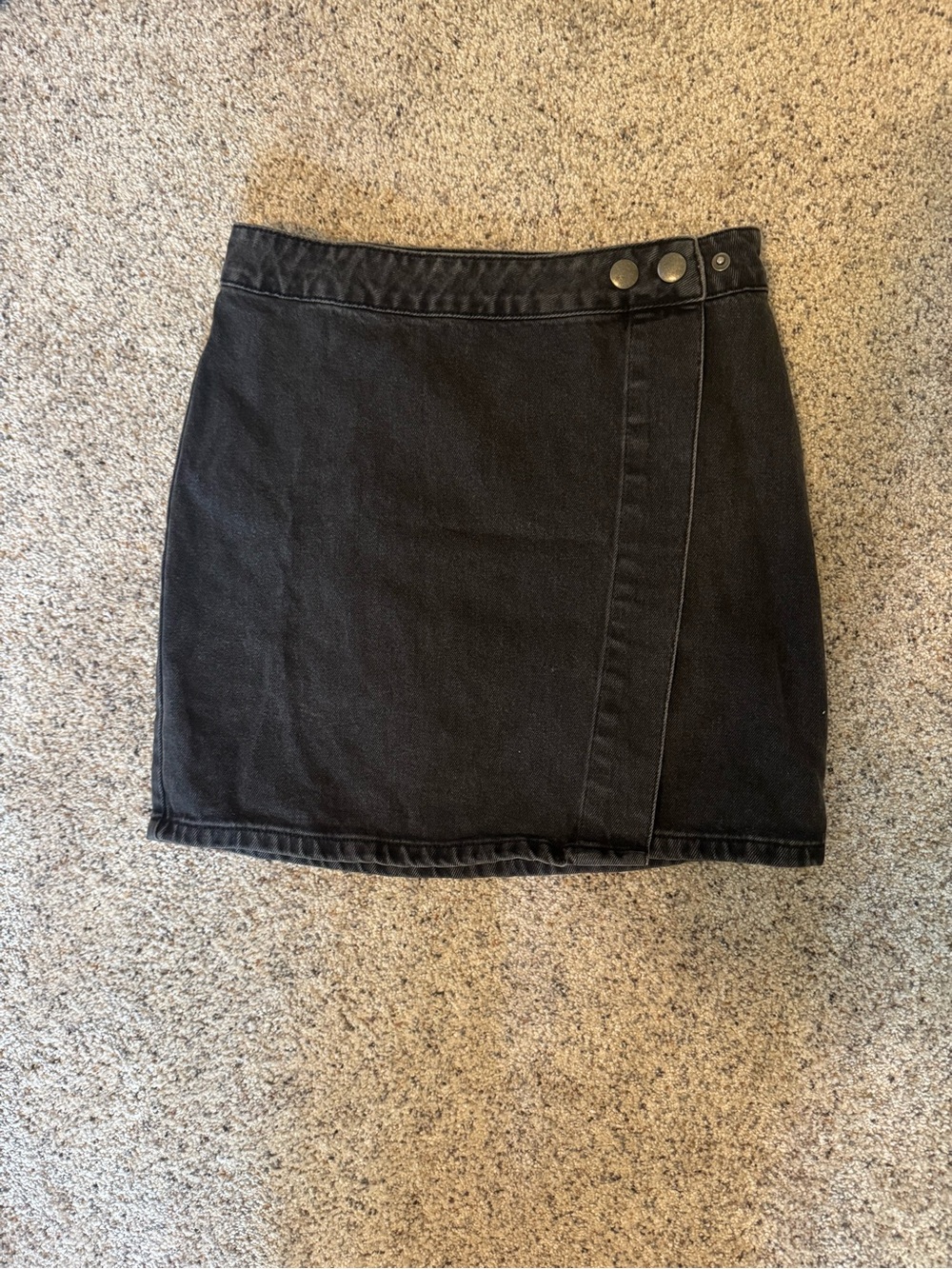 ASOS Black Denim Wrap-Style Mini Skirt